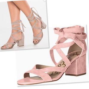 Sam Edelman Pink Suede Ankle Tie Sandals